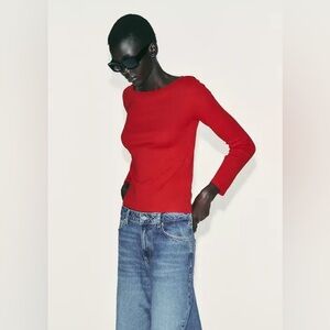 Zara Cotton Boat Neck T-Shirt | NWT